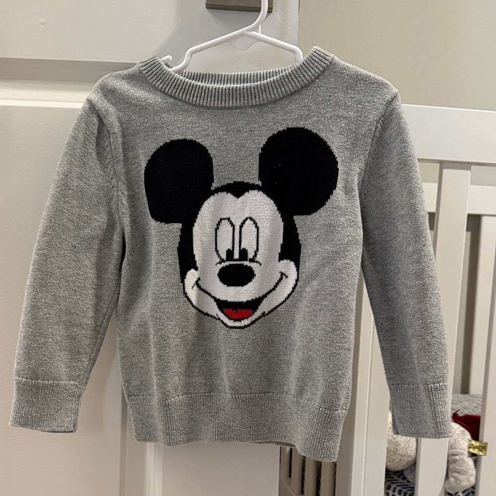 GAP Gray Mickey Mouse Knit Sweater